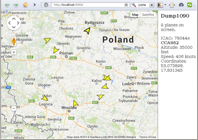 web interface of dump1090